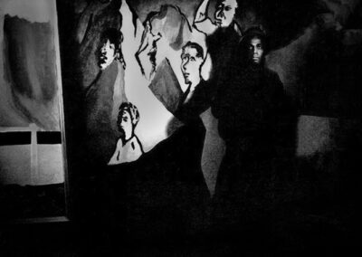 Winston with painting, Battersea, London, UK, 1967